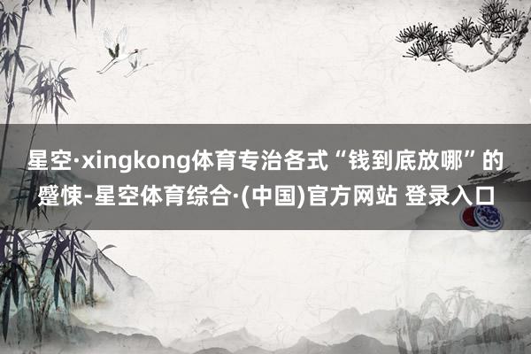 星空·xingkong体育专治各式“钱到底放哪”的蹙悚-星空体育综合·(中国)官方网站 登录入口